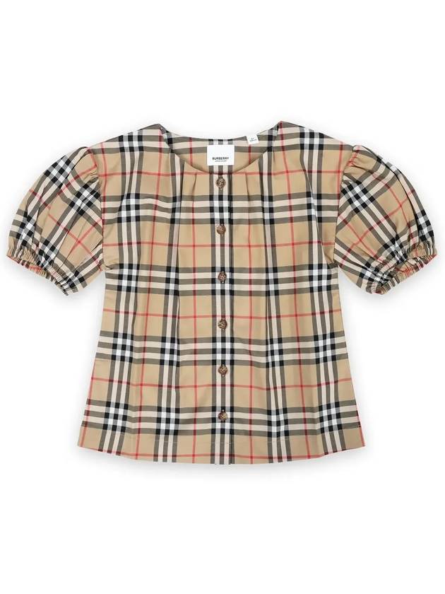 Kids Vintage Check Short Sleeve Blouse Beige - BURBERRY - BALAAN 4