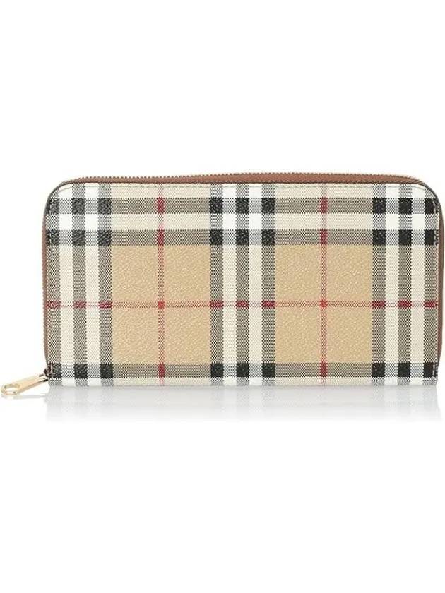 Check Leather Ziparound Long Wallet Beige - BURBERRY - BALAAN 2