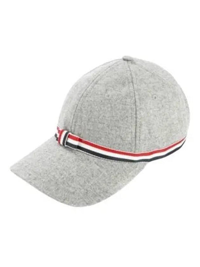 Bow Grosgrain Wool Flannel Ball Cap Light Grey - THOM BROWNE - BALAAN 2