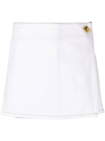 Wrap Denim A-Line Skirt White - GANNI - BALAAN 2