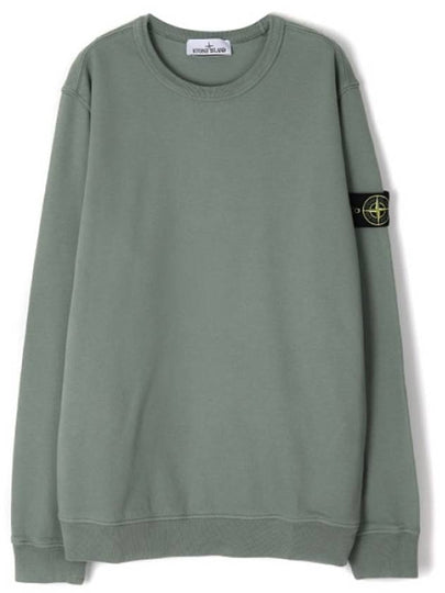 Brushed Cotton Fleece Garment Dyed Crewneck Sweatshirt Sage Green - STONE ISLAND - BALAAN 2