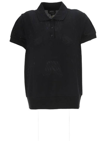 Knit Short Sleeve Polo Shirt Black - A.P.C. - BALAAN 1