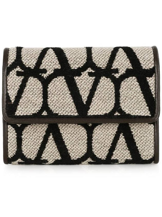 Women's Iconography V Logo Half Wallet Natural - VALENTINO - BALAAN 2