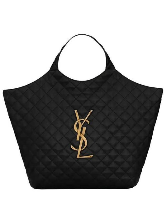 Icare Gold Logo Maxi Shoulder Bag Black - SAINT LAURENT - BALAAN 1