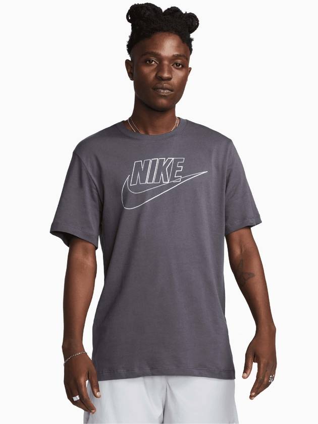 Sportswear Logo Print Club Short Sleeve T-Shirt Grey - NIKE - BALAAN 2