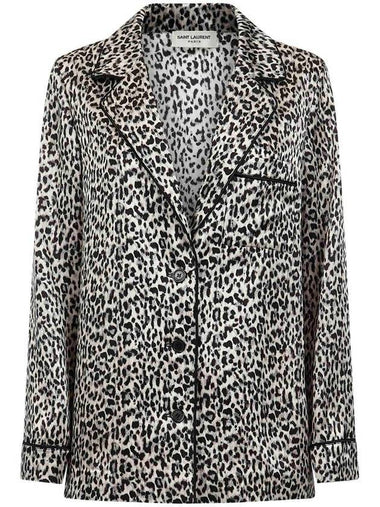 leopard pattern silk blazer jacket - SAINT LAURENT - BALAAN 1