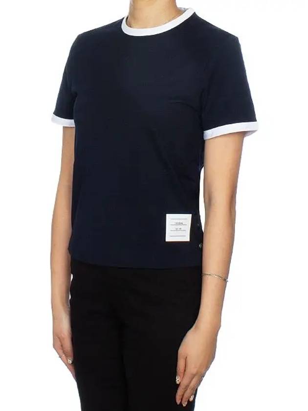 Asymmetric Hem Short Sleeve T-Shirt Navy - THOM BROWNE - BALAAN 4