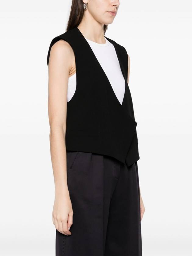 Open-Front V-Neck Vest Black - AMI - BALAAN 4