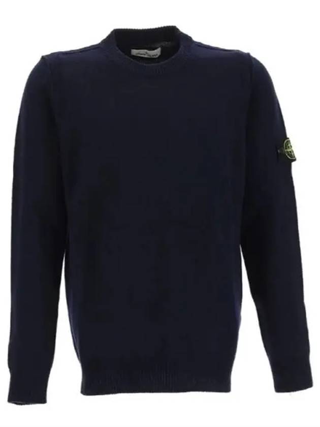 Wappen Patch Crew Neck Wool Knit Top Navy - STONE ISLAND - BALAAN 2