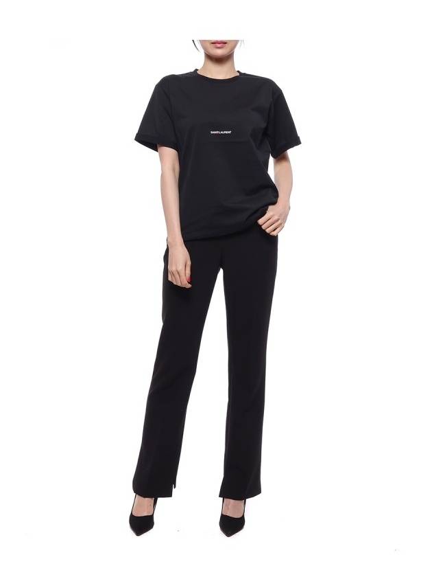 Rive Gauche Short Sleeve T-Shirt Black - SAINT LAURENT - BALAAN 4