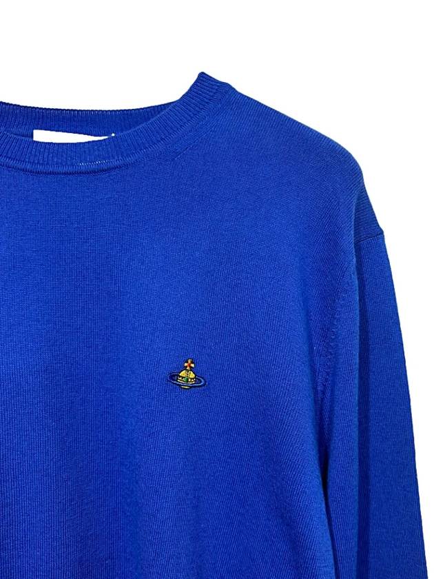 ORB Embroidered Crew Neck Knit Top Blue - VIVIENNE WESTWOOD - BALAAN 3