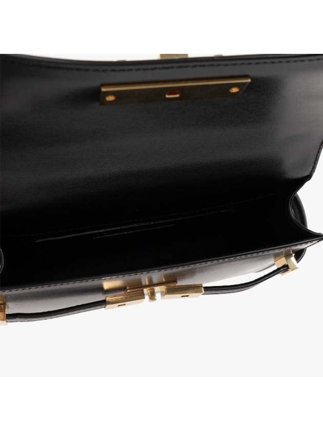 Manhattan Mini Embossed Gold-Tone Logo Leather Cross Bag Black - SAINT LAURENT - BALAAN 6