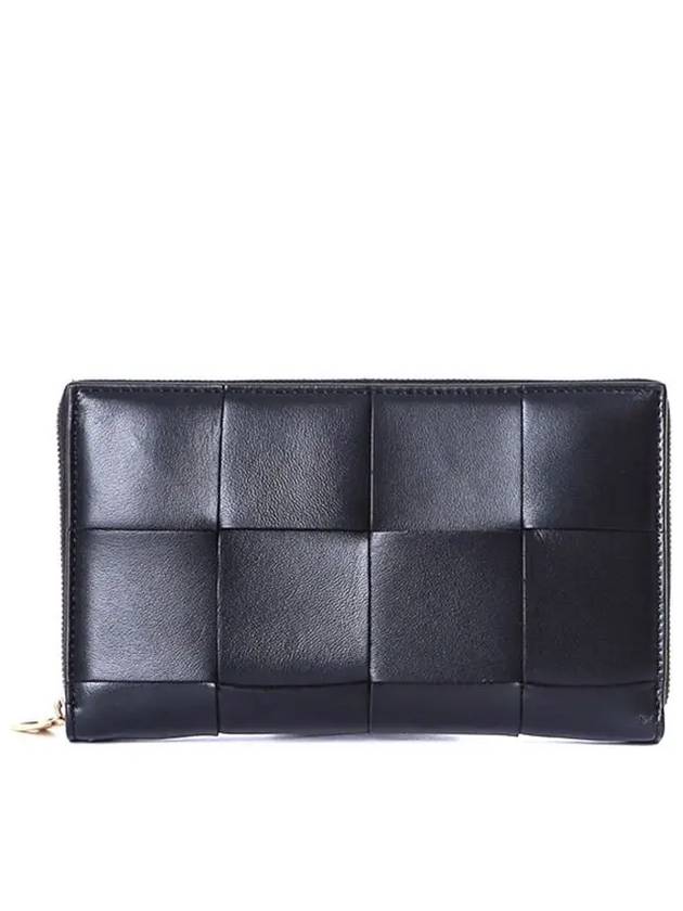 Intrecciato Zipper Around Long Wallet Black - BOTTEGA VENETA - BALAAN 3