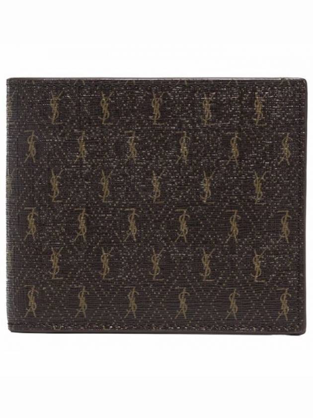 Monogram Canvas All Over Half Wallet Brown - SAINT LAURENT - BALAAN 1