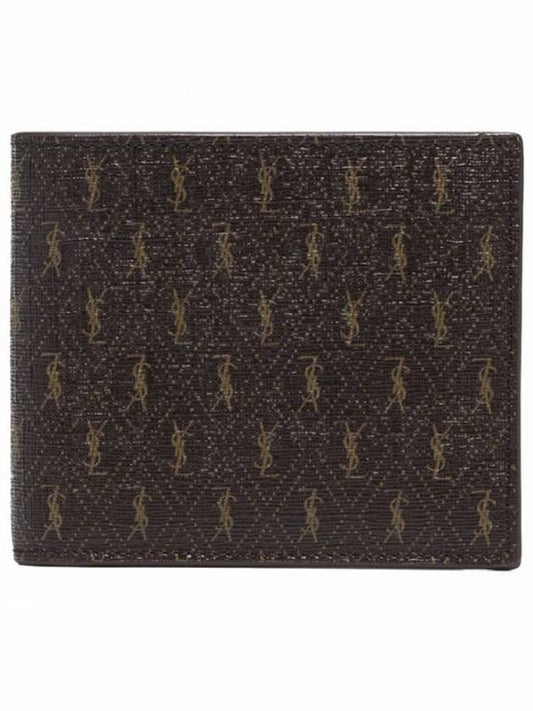 Monogram Canvas All Over Half Wallet Brown - SAINT LAURENT - BALAAN 1