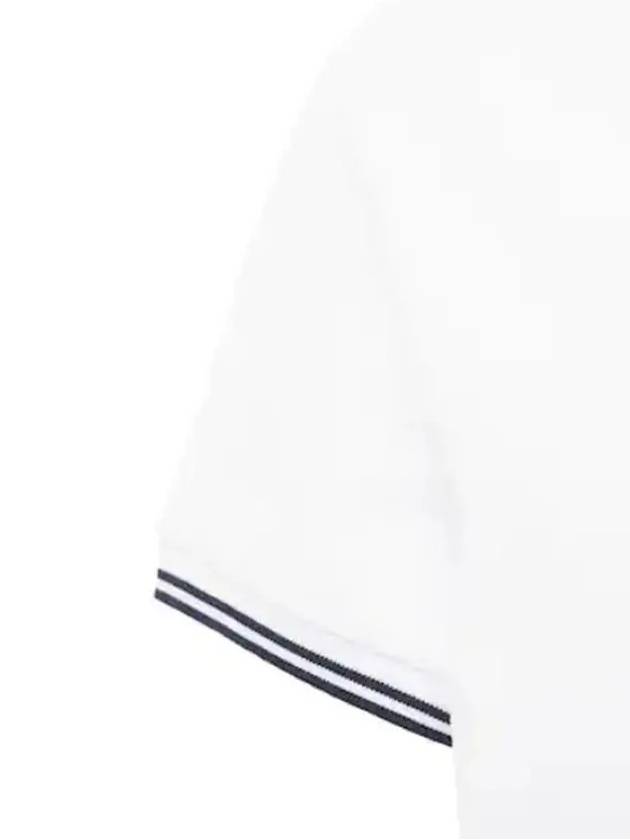 Logo patch two tone striped collar polo t shirt white 8A00010 84556 001 - MONCLER - BALAAN 3