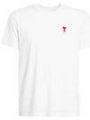 Mini Heart Embroidered Logo Short Sleeve T-Shirt  White - AMI - BALAAN 2