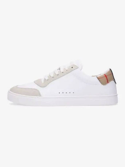 Leather Suede Check Cotton Low Top Sneakers White - BURBERRY - BALAAN 2