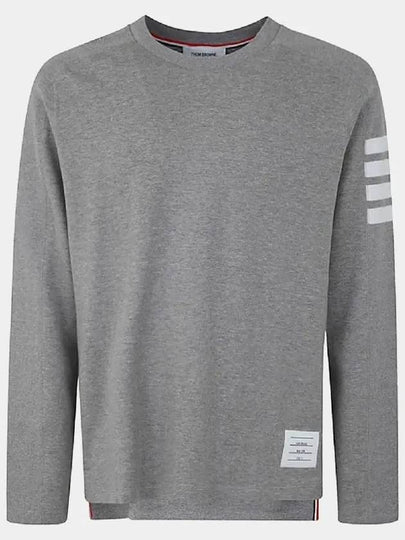 4-Bar Striped Cotton Long Sleeve T-Shirt Light Grey - THOM BROWNE - BALAAN 2