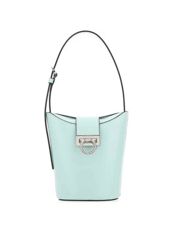 Salvatore TRIFOLIO leather bucket bag light blue - SALVATORE FERRAGAMO - BALAAN.