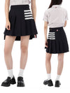 4 Bar Plain Weave Mini Pleated Skirt Navy - THOM BROWNE - BALAAN 2