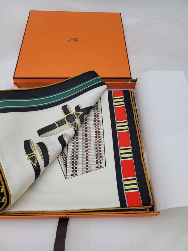 Lettres Equestre 90 Scarf Cream - HERMES - BALAAN 6