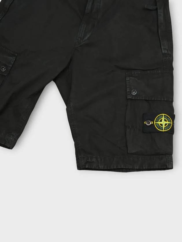 Logo Cotton Slim Cargo Shorts Black - STONE ISLAND - BALAAN 5