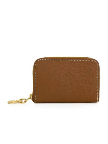 Zipengo card wallet camel gold engraved W 4HL0160 - HERMES - BALAAN 1