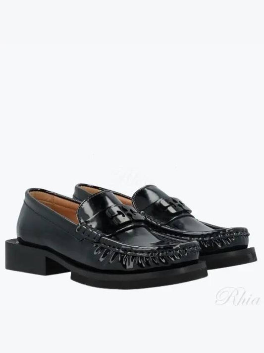 Butterfly Logo Moccasin Loafers Black - GANNI - BALAAN 2