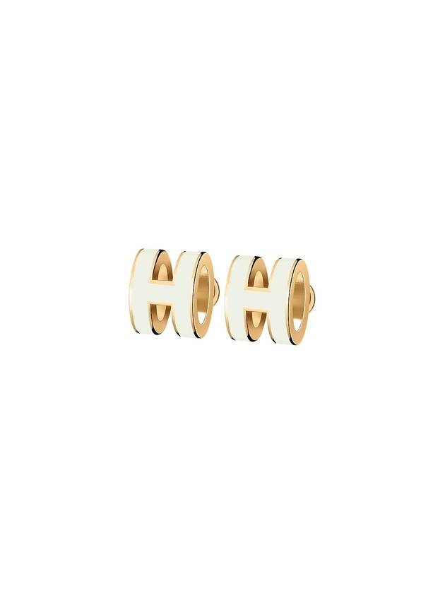 Mini Pop H Earrings Gold Gold Blanc - HERMES - BALAAN.
