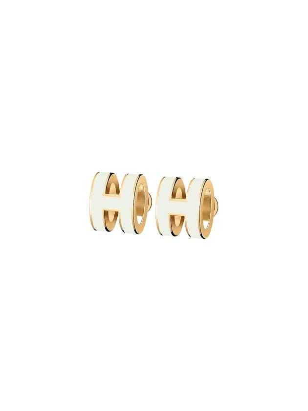 Mini Pop H Earrings Gold Gold Blanc - HERMES - BALAAN 1