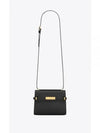 Manhattan Mini Embossed Gold-Tone Logo Leather Cross Bag Black - SAINT LAURENT - BALAAN 2