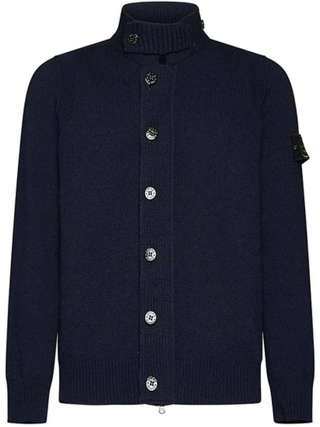 Lambswool Knit Cardigan Navy - STONE ISLAND - BALAAN 2