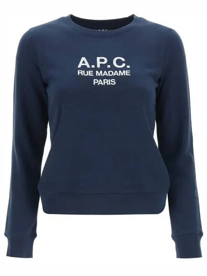 Women's Tina Logo Sweat Sweatshirt Navy - A.P.C. - BALAAN 2