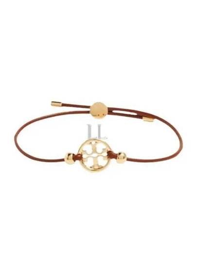 Miller Logo Charm Slider Leather Bracelet Brown - TORY BURCH - BALAAN 2