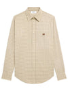 Beige Camel Brown Triomphe Embroidery Check Shirt 2C982113Q 02MX - CELINE - BALAAN 1