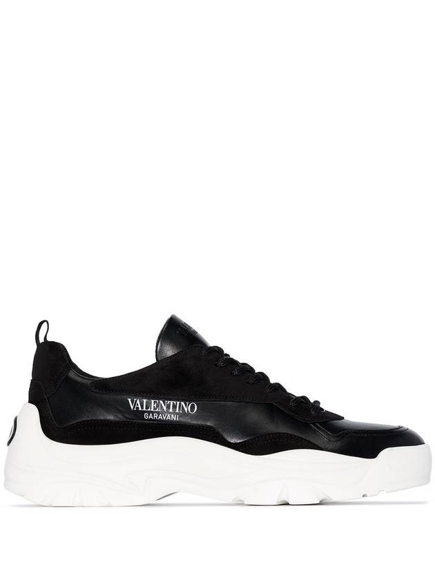 Gum Boy Leather Suede Low Top Sneakers Black - VALENTINO - BALAAN 3