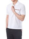 Men's Three Stripes Pocket Mercerized Short Sleeve Polo Shirt White - THOM BROWNE - BALAAN 4