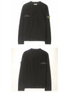 Men's Logo Wappen Crew Neck Knit Sweatshirt Black - STONE ISLAND - BALAAN 5