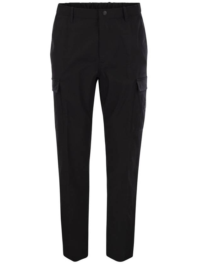 Cotton Gabardine Cargo Straight Pants Black - MONCLER - BALAAN 2