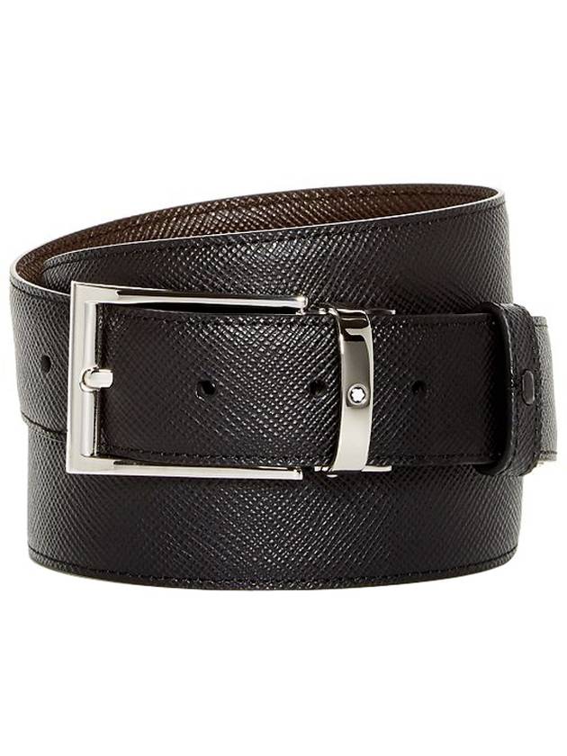 Rectangular Pin Buckle Reversible Leather Belt Black Brown - MONTBLANC - BALAAN 5