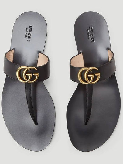 GG Marmont Tbar flip flop sandals slippers black - GUCCI - BALAAN 2