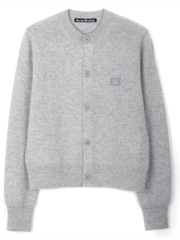 Face Patch Crop Cardigan Light Grey Melange - ACNE STUDIOS - BALAAN 2