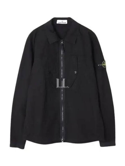 Heavy Duty Cotton Ripstop Over Long Sleeve Shirt Black - STONE ISLAND - BALAAN 2