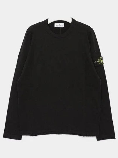 Compass Badge Ribbed Cotton Knit Top Black - STONE ISLAND - BALAAN 2