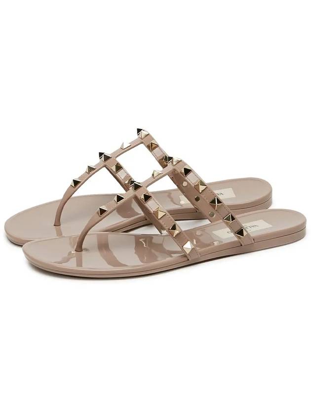 Women's Rockstud Flip Flops Pink Beige - VALENTINO - BALAAN 4