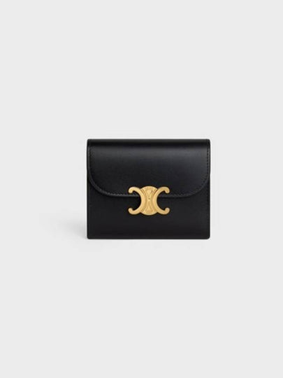 Triomphe Small Shiny Calfskin Half Wallet Black - CELINE - BALAAN 2