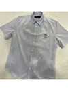 M LV Men s Palm Tree Embroidery Logo Patch Short Sleeve Shirt Blue - LOUIS VUITTON - BALAAN 5