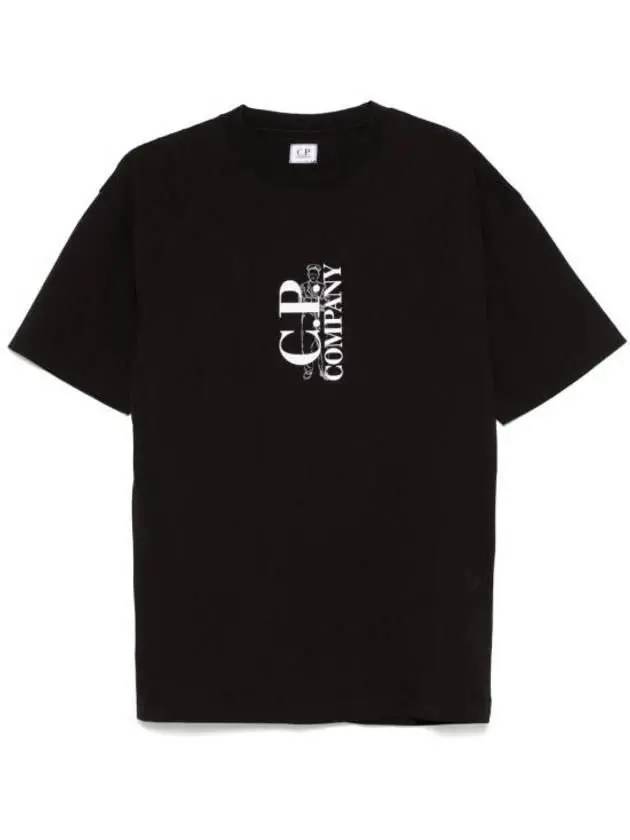 Logo Short Sleeve T-Shirt Black - CP COMPANY - BALAAN 3