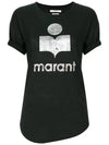 Coldy Logo Print Linen Short Sleeve T-Shirt Black - ISABEL MARANT - BALAAN 2